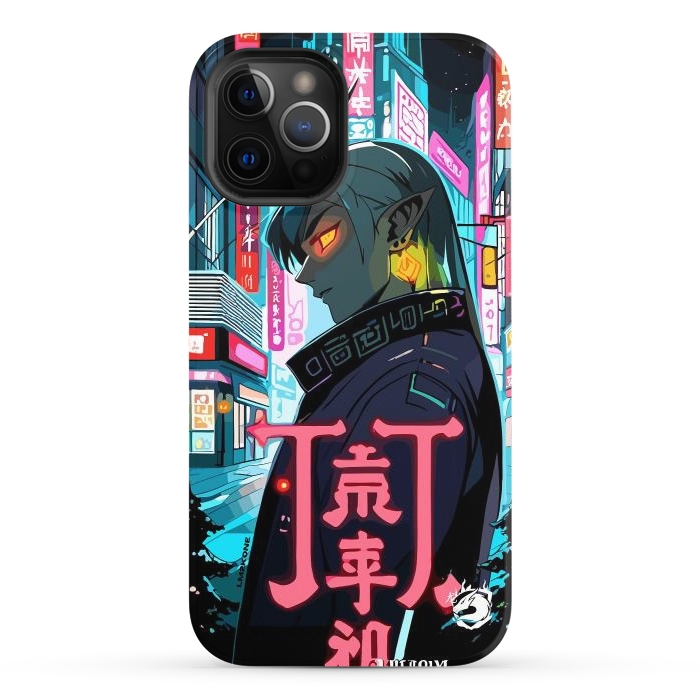 iPhone 12 Pro StrongFit Cyberpunk Oni Neon by LM2Kone