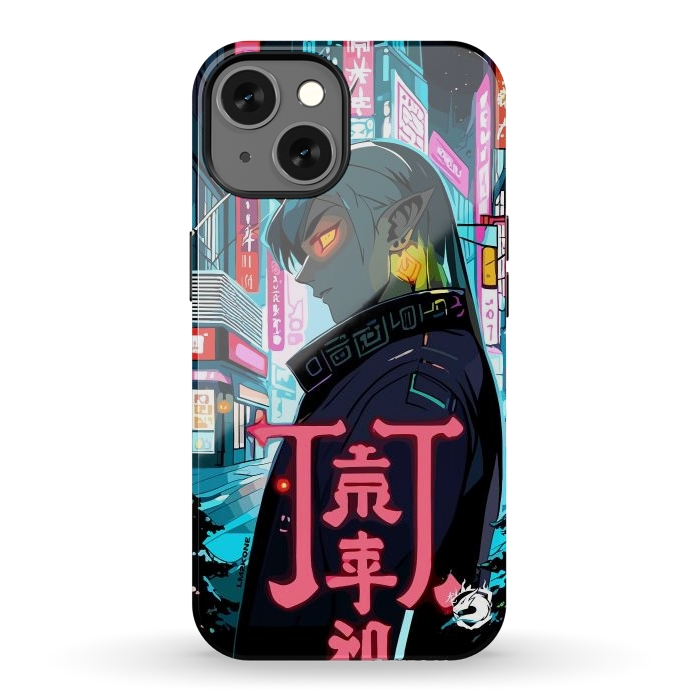 iPhone 13 StrongFit Cyberpunk Oni Neon by LM2Kone