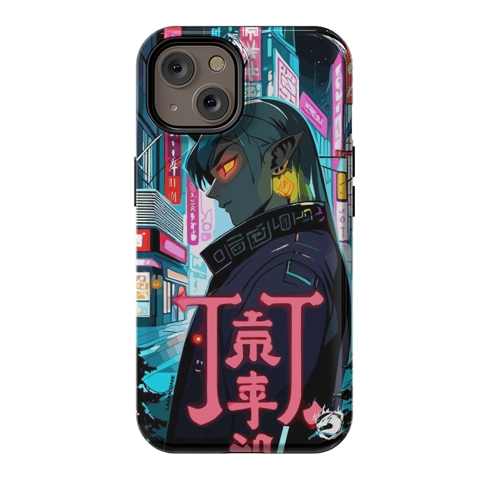 iPhone 14 StrongFit Cyberpunk Oni Neon by LM2Kone