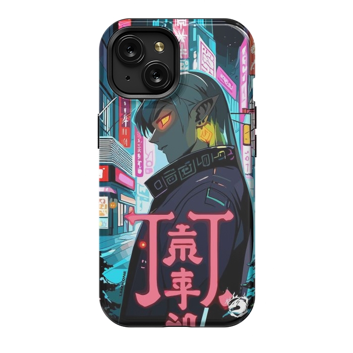 iPhone 15 StrongFit Cyberpunk Oni Neon by LM2Kone