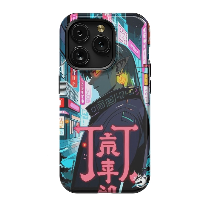 iPhone 15 Pro StrongFit Cyberpunk Oni Neon by LM2Kone