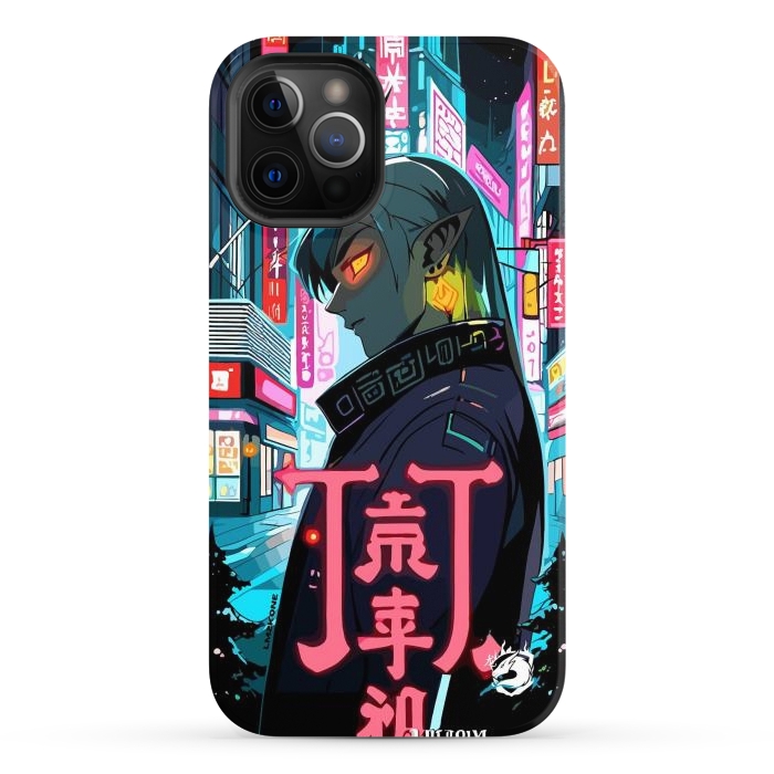 iPhone 12 Pro Max StrongFit Cyberpunk Oni Neon by LM2Kone