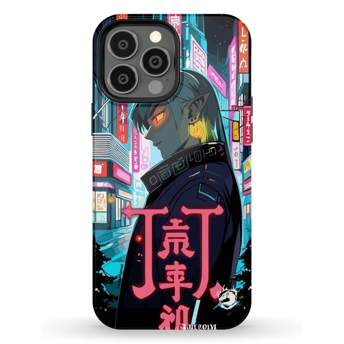 iPhone 13 Pro Max StrongFit Cyberpunk Oni Neon by LM2Kone