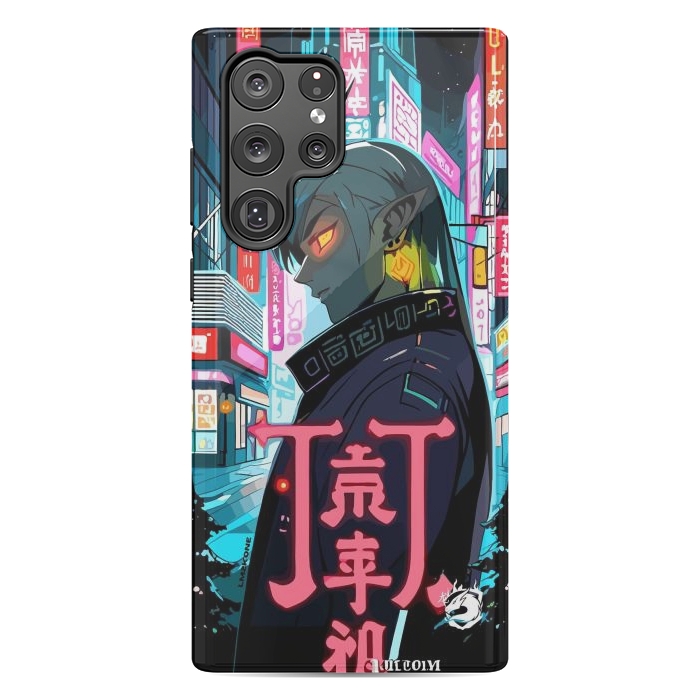 Galaxy S22 Ultra StrongFit Cyberpunk Oni Neon by LM2Kone