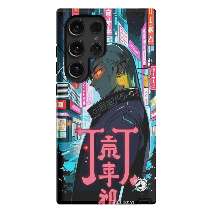 Galaxy S24 Ultra StrongFit Cyberpunk Oni Neon by LM2Kone