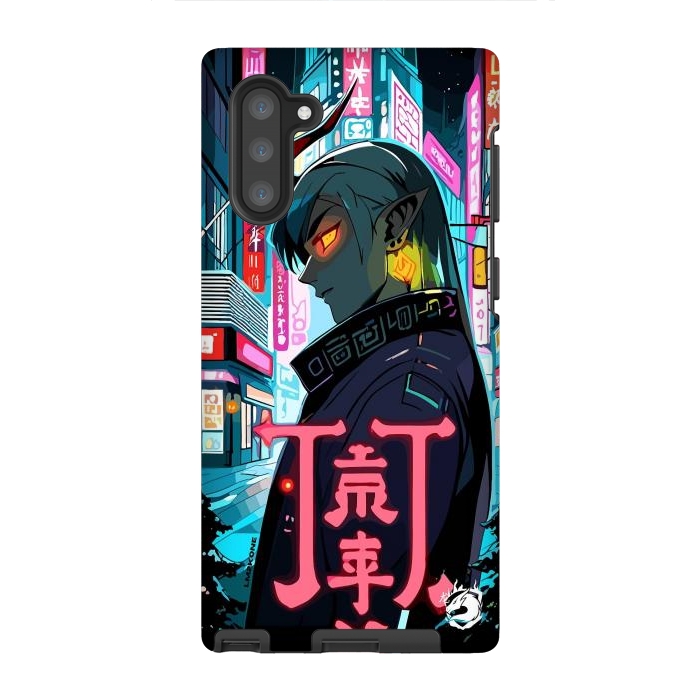 Galaxy Note 10 StrongFit Cyberpunk Oni Neon by LM2Kone