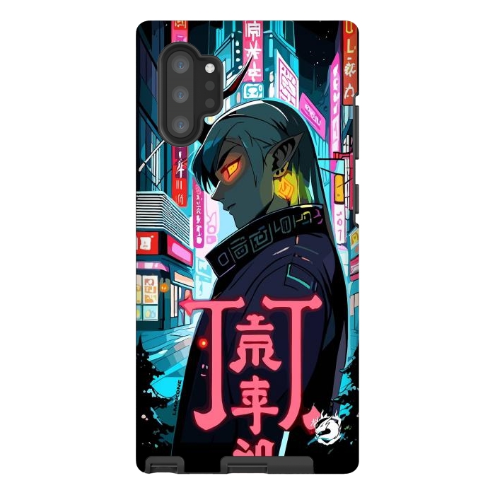 Galaxy Note 10 plus StrongFit Cyberpunk Oni Neon by LM2Kone