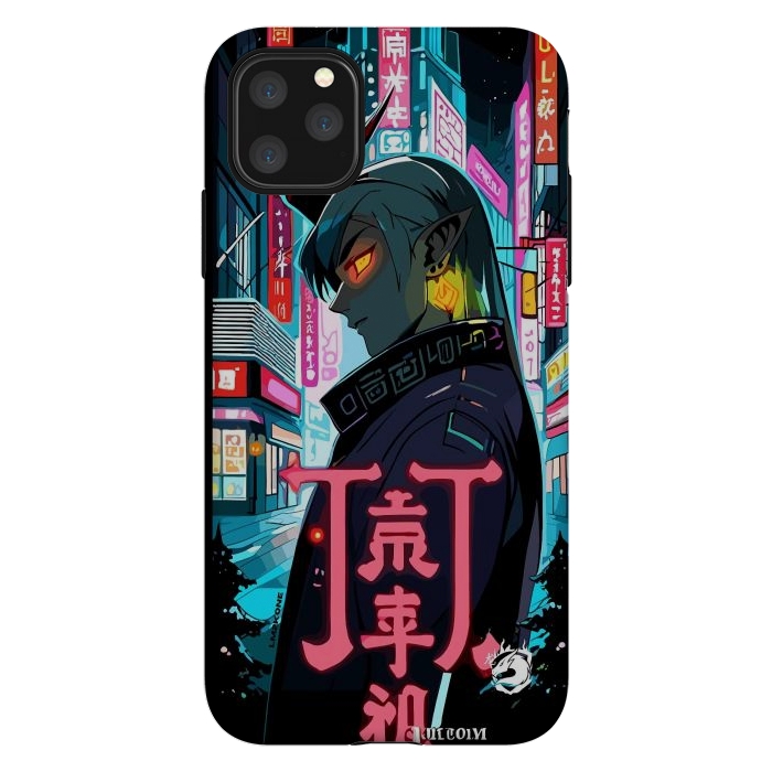 iPhone 11 Pro Max StrongFit Cyberpunk Oni Neon by LM2Kone