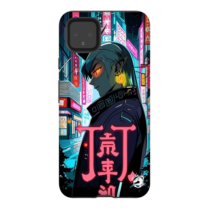 Pixel 4XL StrongFit Cyberpunk Oni Neon by LM2Kone