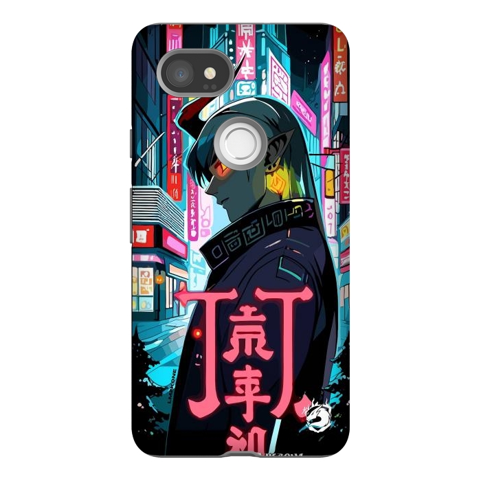 Pixel 2XL StrongFit Cyberpunk Oni Neon by LM2Kone