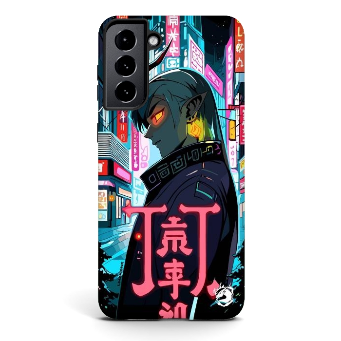 Galaxy S21 StrongFit Cyberpunk Oni Neon by LM2Kone