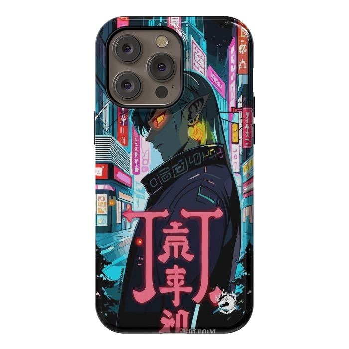 iPhone 14 Pro max StrongFit Cyberpunk Oni Neon by LM2Kone