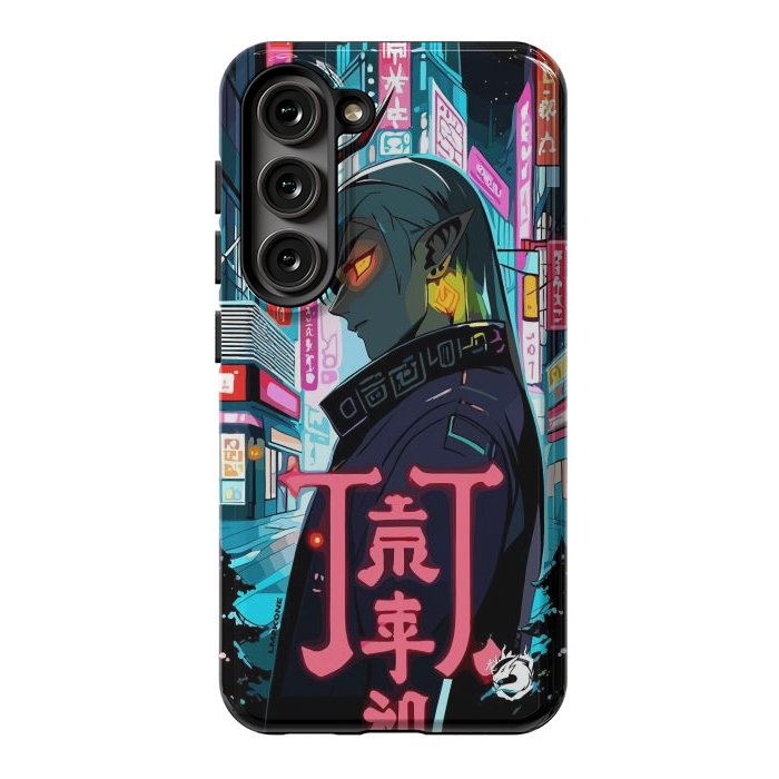 Galaxy S23 StrongFit Cyberpunk Oni Neon by LM2Kone