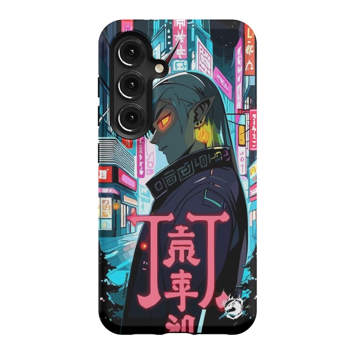 Galaxy S24 StrongFit Cyberpunk Oni Neon by LM2Kone