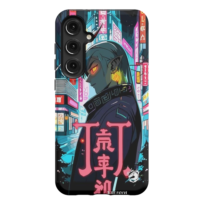 Galaxy S24 Plus StrongFit Cyberpunk Oni Neon by LM2Kone