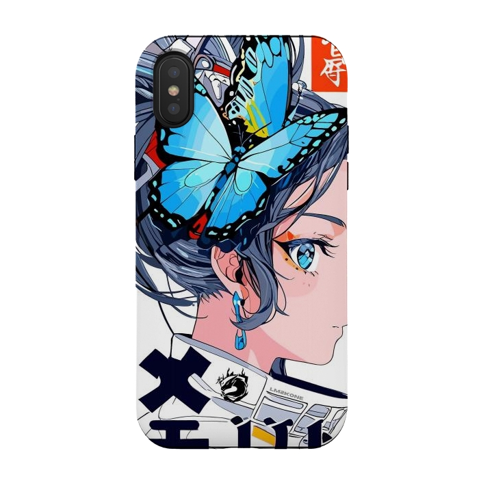 iPhone Xs / X StrongFit Japan Butterflies Girl by LM2Kone