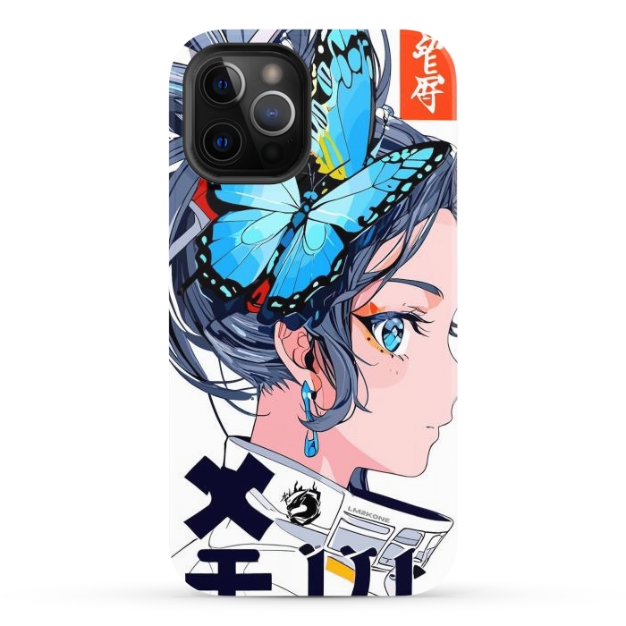 iPhone 12 Pro Max StrongFit Japan Butterflies Girl by LM2Kone