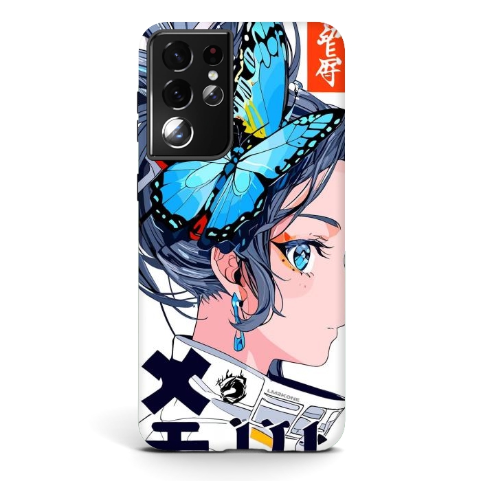 Galaxy S21 ultra StrongFit Japan Butterflies Girl by LM2Kone