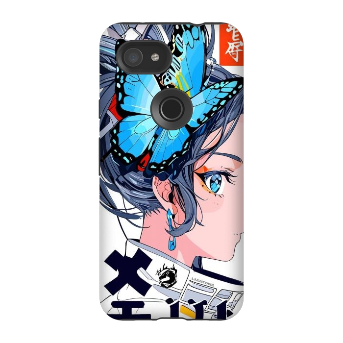 Pixel 3A StrongFit Japan Butterflies Girl by LM2Kone