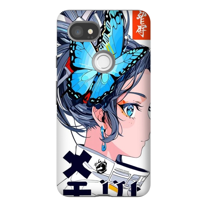 Pixel 2XL StrongFit Japan Butterflies Girl by LM2Kone