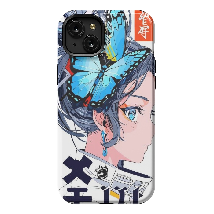 iPhone 15 Plus StrongFit Japan Butterflies Girl by LM2Kone