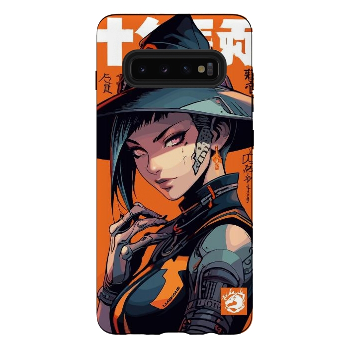 Galaxy S10 plus StrongFit Orange Halloween Witch by LM2Kone