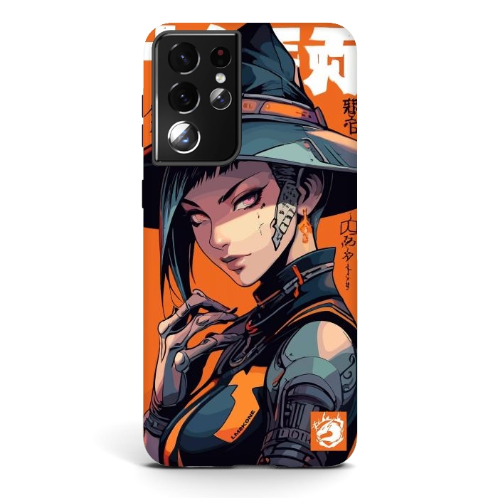 Galaxy S21 ultra StrongFit Orange Halloween Witch by LM2Kone