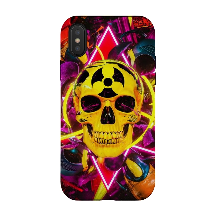 iPhone Xs / X StrongFit Radioactive Skull by JohnnyVillas