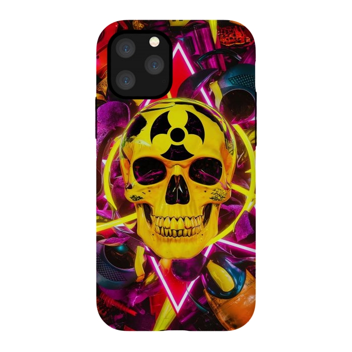 iPhone 11 Pro StrongFit Radioactive Skull by JohnnyVillas