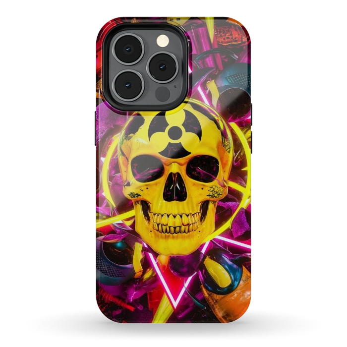 iPhone 13 pro StrongFit Radioactive Skull by JohnnyVillas