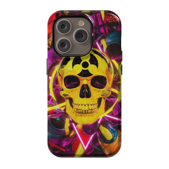 iPhone 14 Pro StrongFit Radioactive Skull by JohnnyVillas