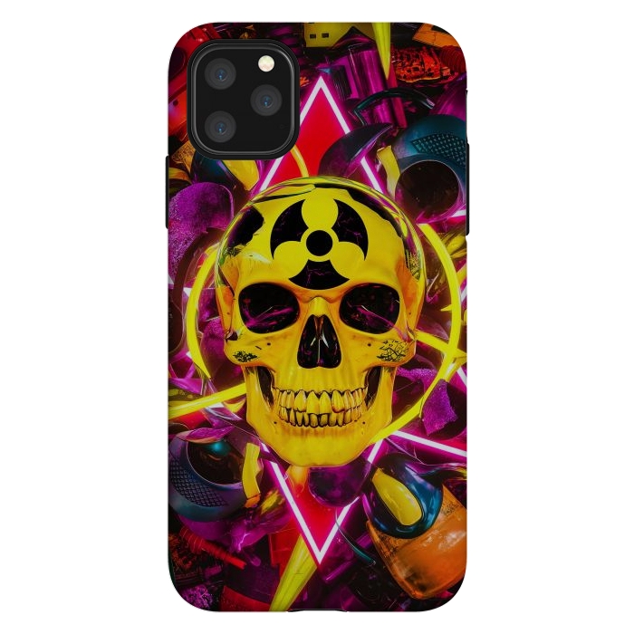 iPhone 11 Pro Max StrongFit Radioactive Skull by JohnnyVillas