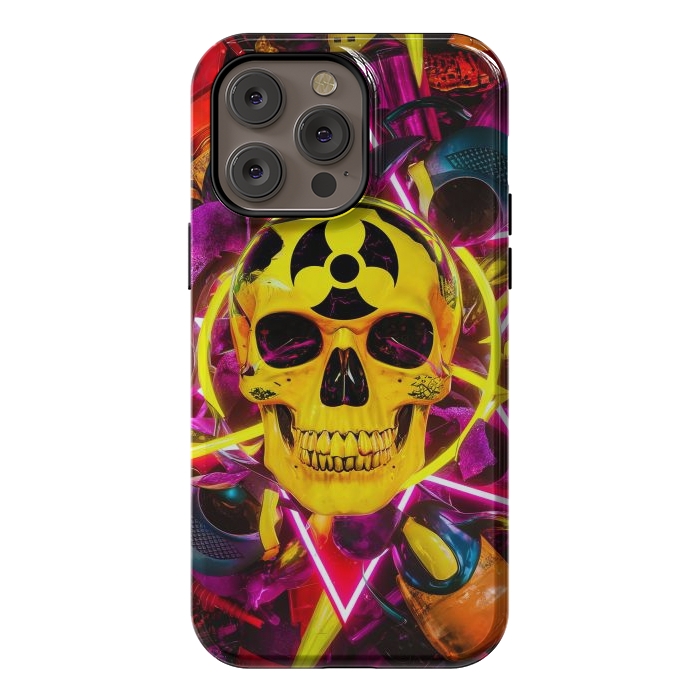 iPhone 14 Pro max StrongFit Radioactive Skull by JohnnyVillas