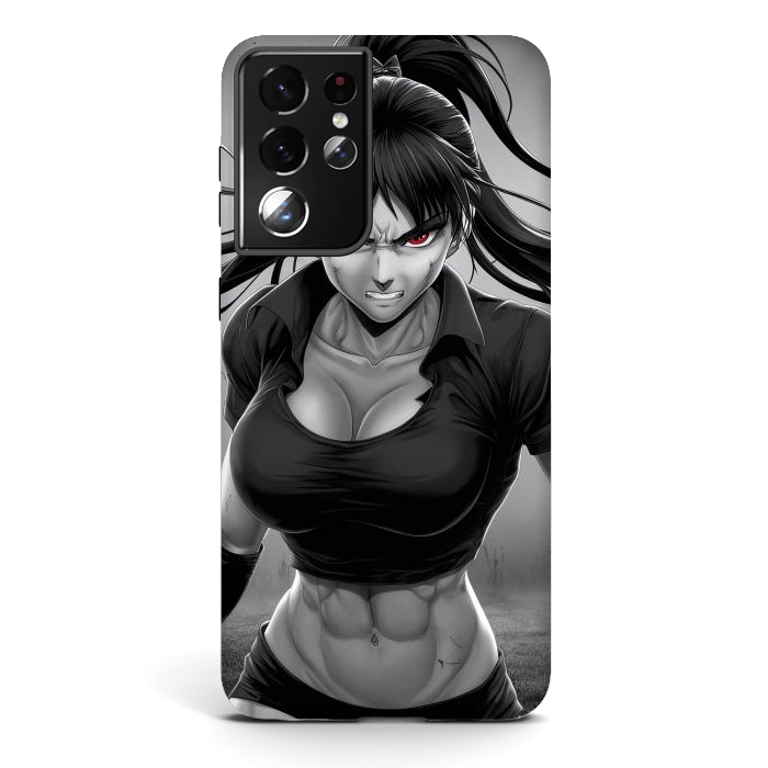 Galaxy S21 ultra StrongFit Angry Girl Anime by JohnnyVillas