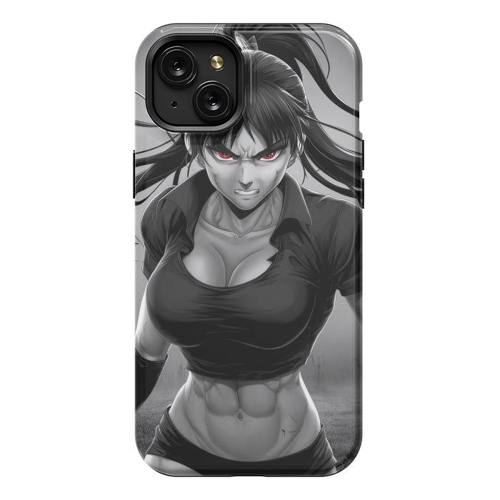 iPhone 15 Plus StrongFit Angry Girl Anime by JohnnyVillas