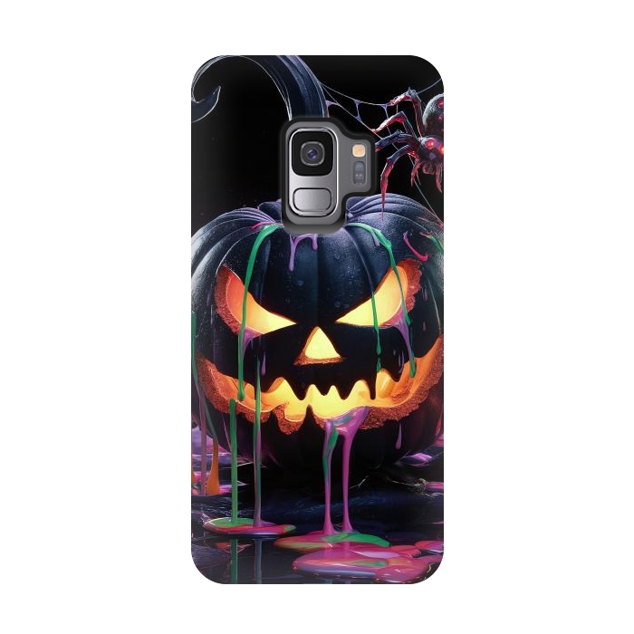 Galaxy S9 StrongFit Halloween Black Pumpkin by JohnnyVillas