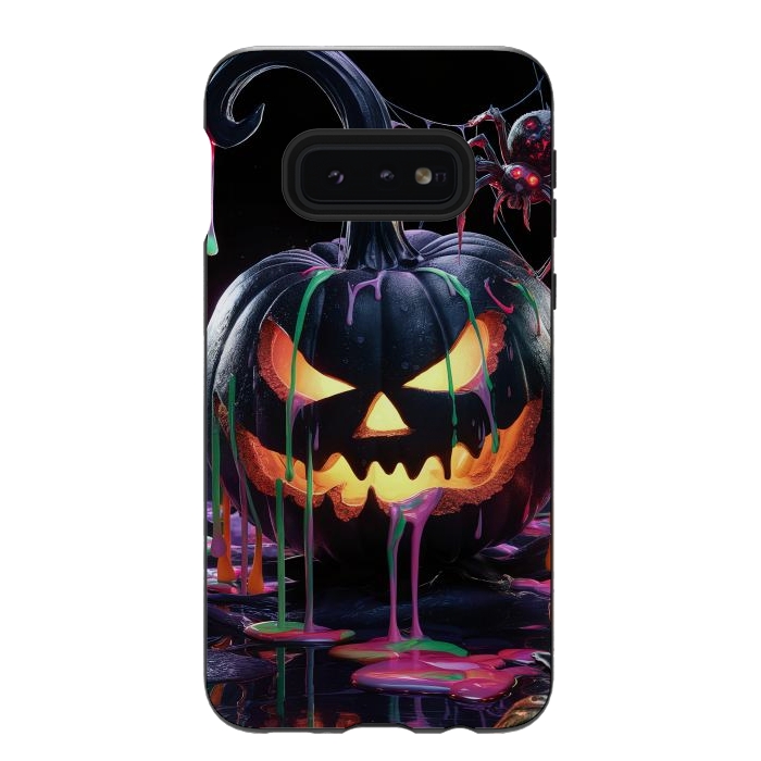 Galaxy S10e StrongFit Halloween Black Pumpkin by JohnnyVillas