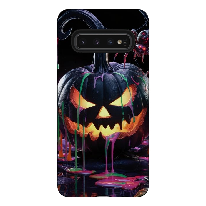 Galaxy S10 StrongFit Halloween Black Pumpkin by JohnnyVillas