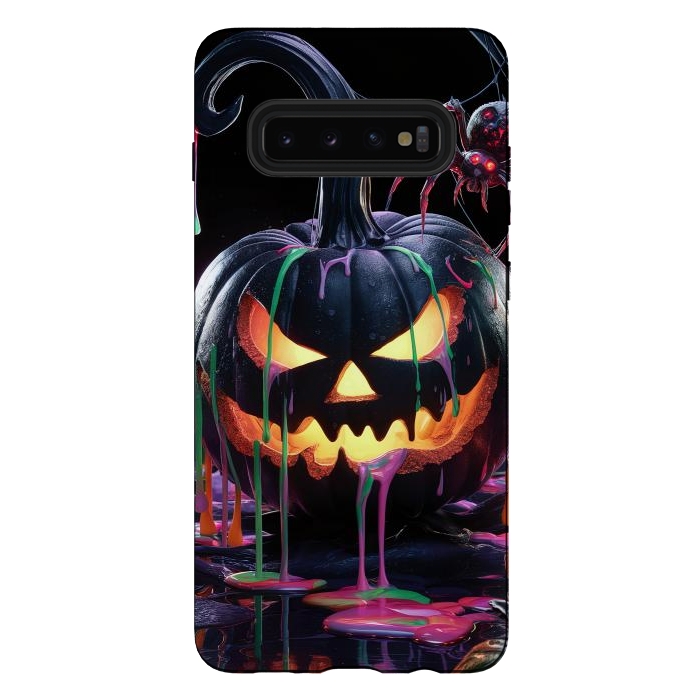 Galaxy S10 plus StrongFit Halloween Black Pumpkin by JohnnyVillas