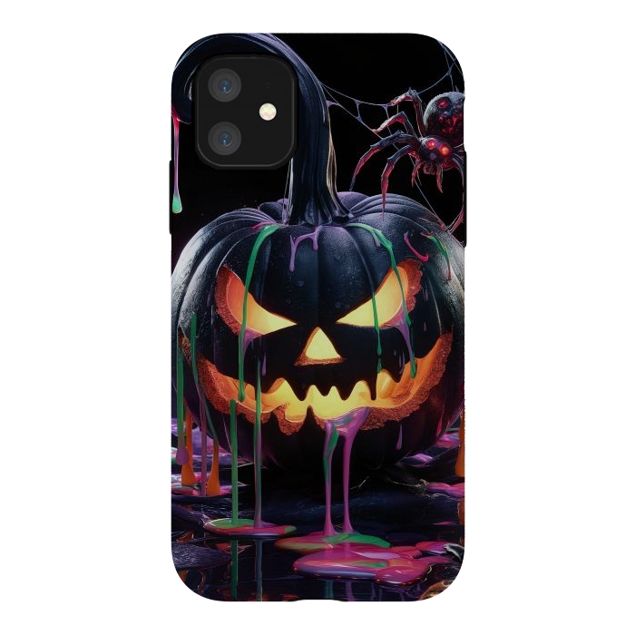 iPhone 11 StrongFit Halloween Black Pumpkin by JohnnyVillas