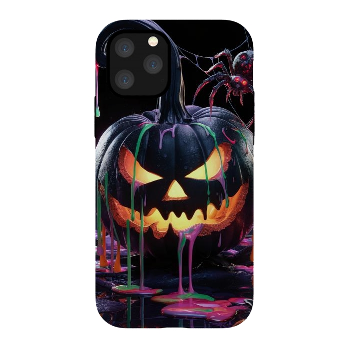 iPhone 11 Pro StrongFit Halloween Black Pumpkin by JohnnyVillas