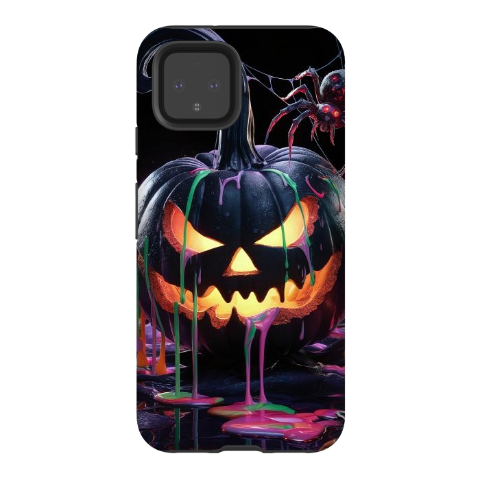 Pixel 4 StrongFit Halloween Black Pumpkin by JohnnyVillas