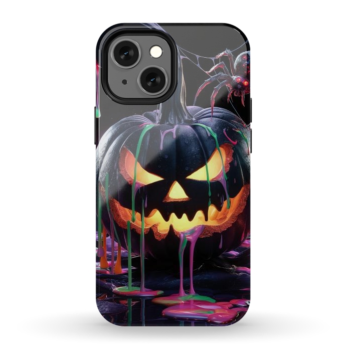 iPhone 12 mini StrongFit Halloween Black Pumpkin by JohnnyVillas