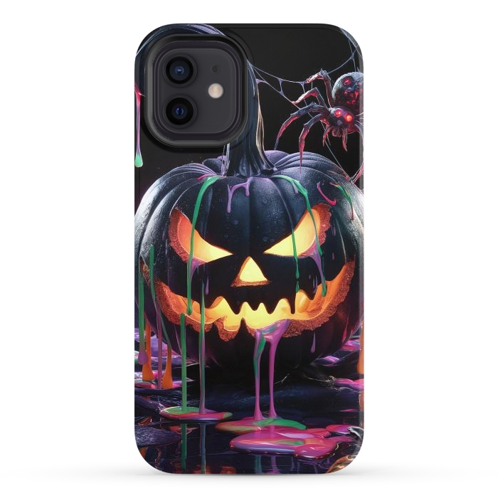 iPhone 12 StrongFit Halloween Black Pumpkin by JohnnyVillas