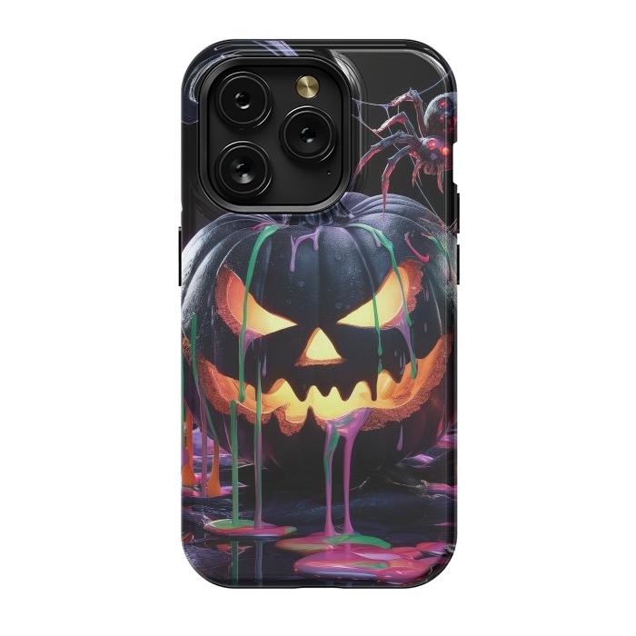 iPhone 15 Pro StrongFit Halloween Black Pumpkin by JohnnyVillas