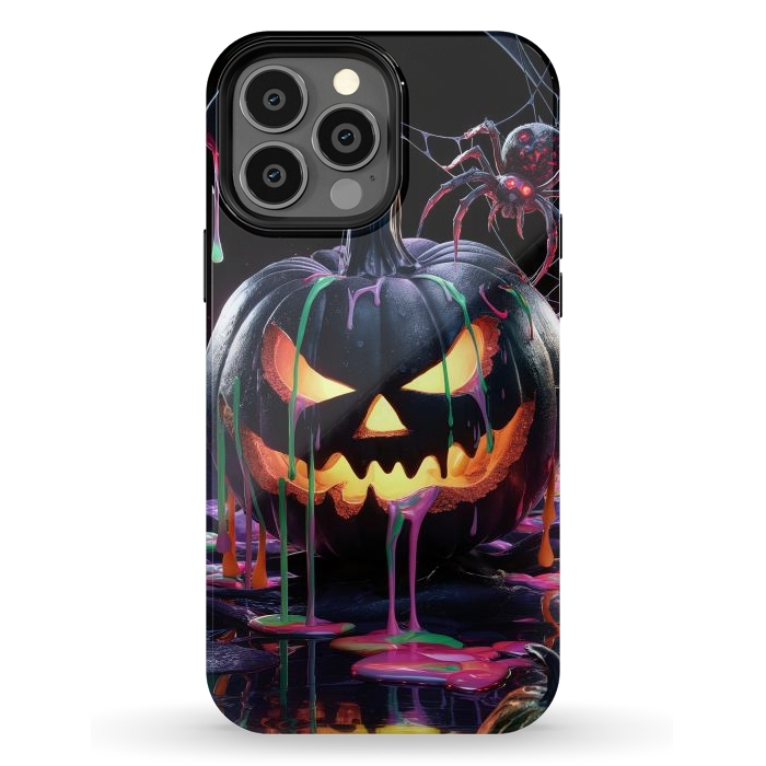 iPhone 13 Pro Max StrongFit Halloween Black Pumpkin by JohnnyVillas