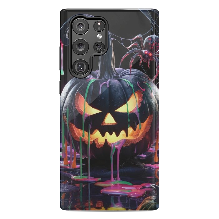 Galaxy S22 Ultra StrongFit Halloween Black Pumpkin by JohnnyVillas