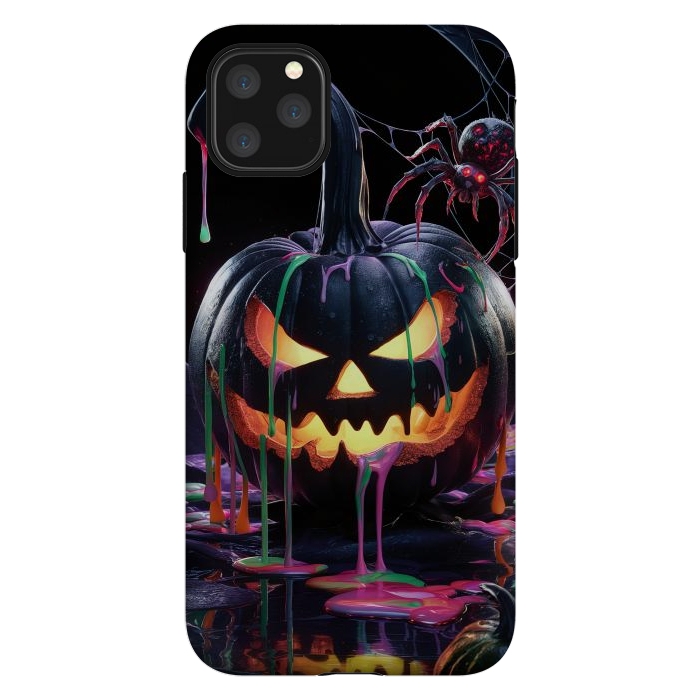 iPhone 11 Pro Max StrongFit Halloween Black Pumpkin by JohnnyVillas