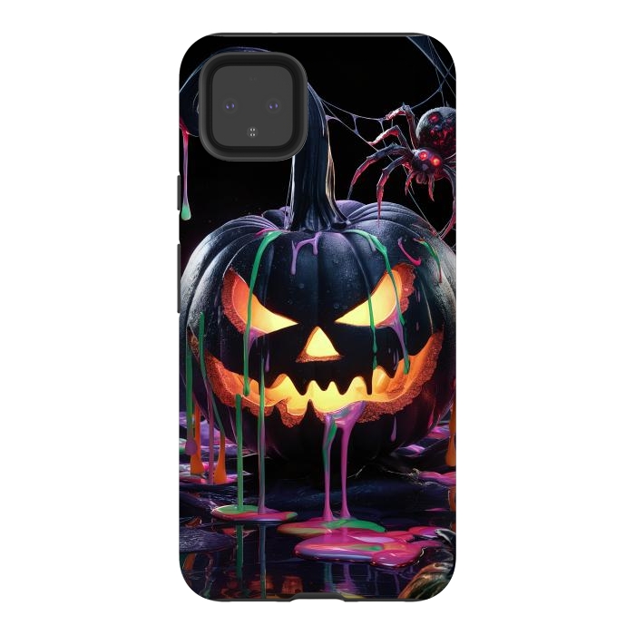 Pixel 4XL StrongFit Halloween Black Pumpkin by JohnnyVillas