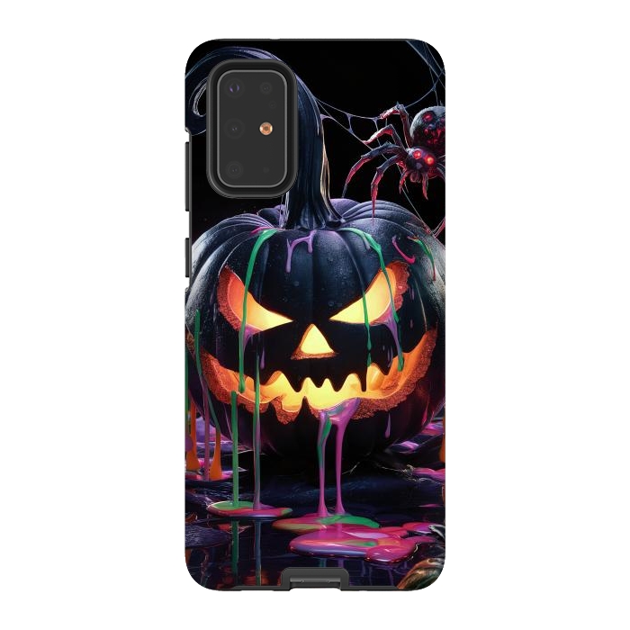 Galaxy S20 Plus StrongFit Halloween Black Pumpkin by JohnnyVillas